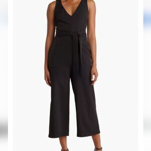 NWT Sam Edelman Crop V-Neck Jumpsuit Black Size 6